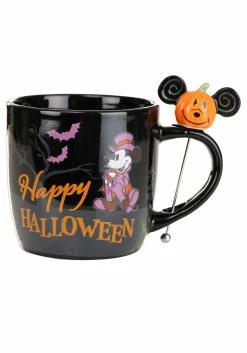 Happy Halloween Black Stirrer Mickey Disney Mug