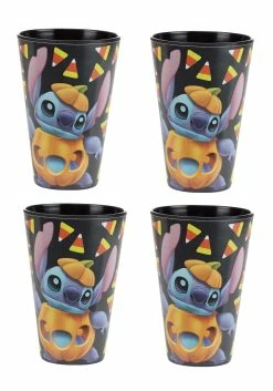 Adult Disney Stitch Jack O'Lantern Black Tumblers Set Of 4