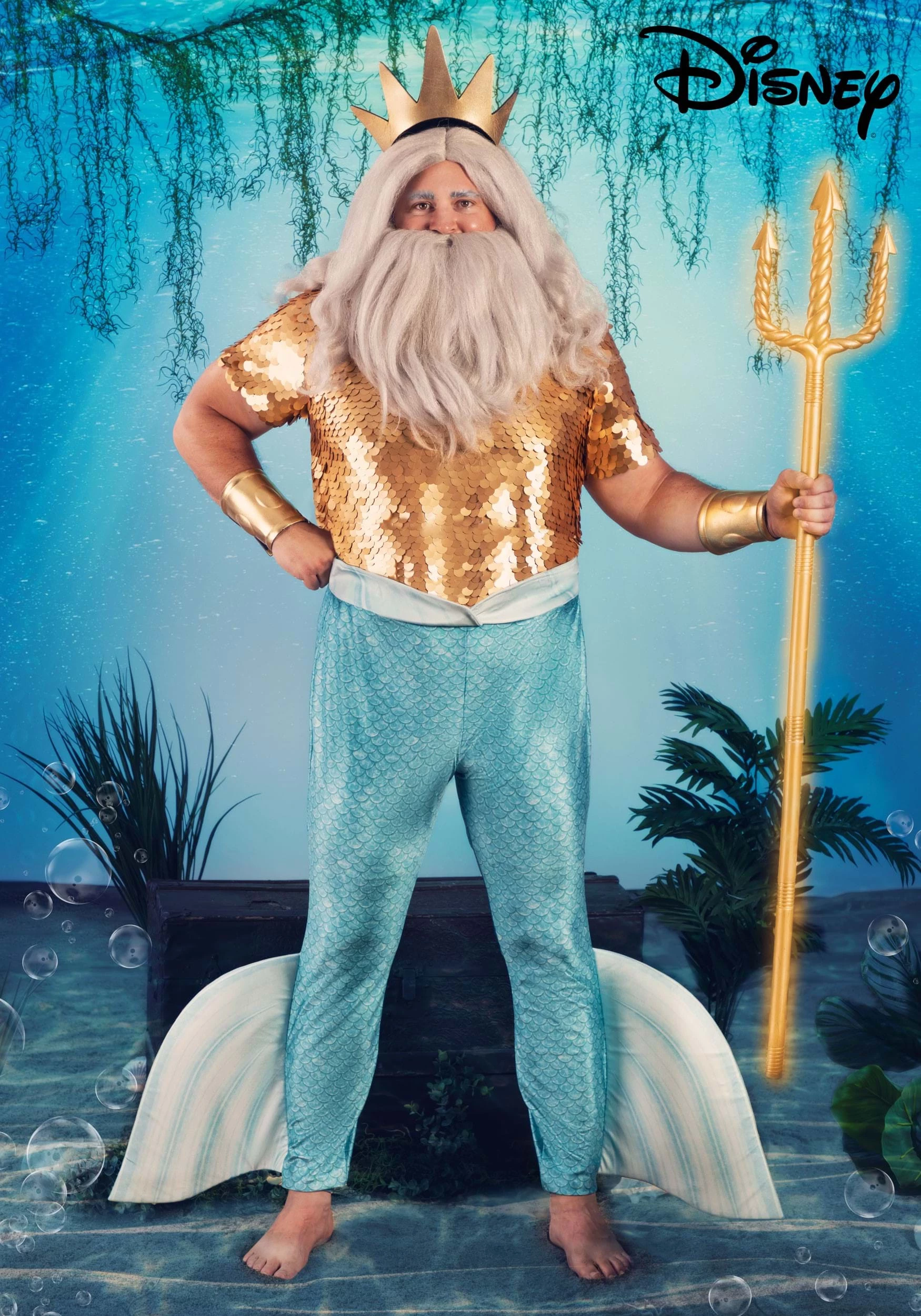 Disney Plus Size Little Mermaid King Triton Costume For Men 3 Disney Plus Size Little Mermaid King Triton Costume For Men