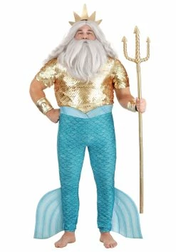 Disney Plus Size Little Mermaid King Triton Costume For Men 13 Disney Plus Size Little Mermaid King Triton Costume For Men -Disney shop plus size king triton costume alt 4
